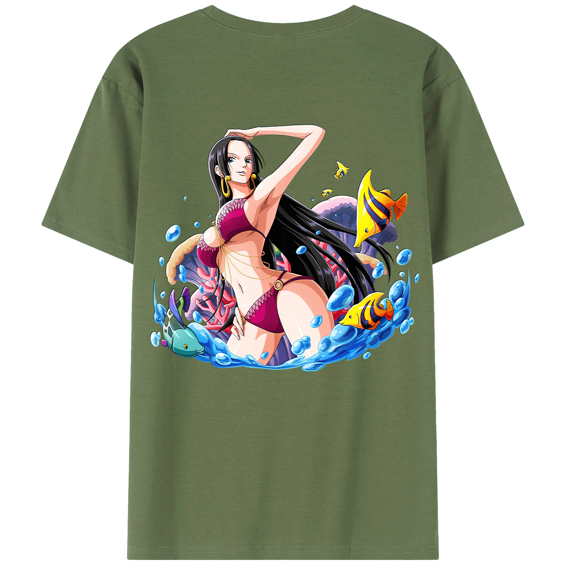 ワンピース ボア・ハンコック ONE PIECE Boa·Hancock 綿100％ メンズ半袖Tシャツ（バックプリント） 通気性